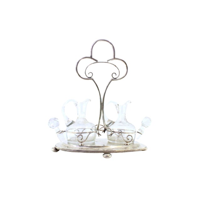 Cruet with Silver Frame and Two Cut Glass Cruets, Set of 3 For Sale - Image 5 of 5