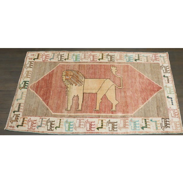 Early 20th Century Vintage Lion Persian Gabbeh rug no. j5143 For Sale - Image 5 of 9