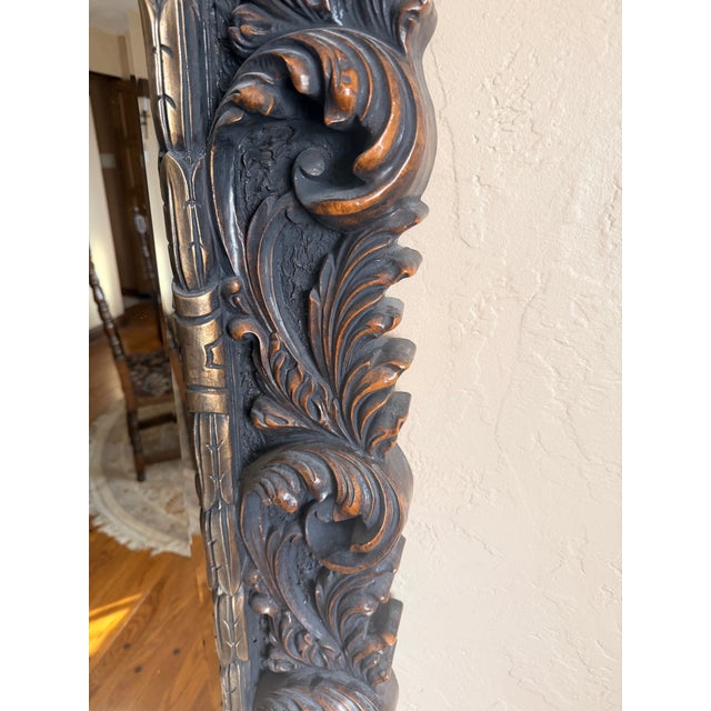 1980s 1980s Large Heavily Carved Beveled Glass Wall Mirror For Sale - Image 5 of 8