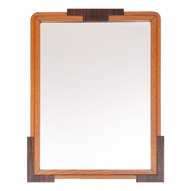 Art Deco Amsterdamse School Dutch Wall Mirror with Oak Frame, 1920s For Sale
