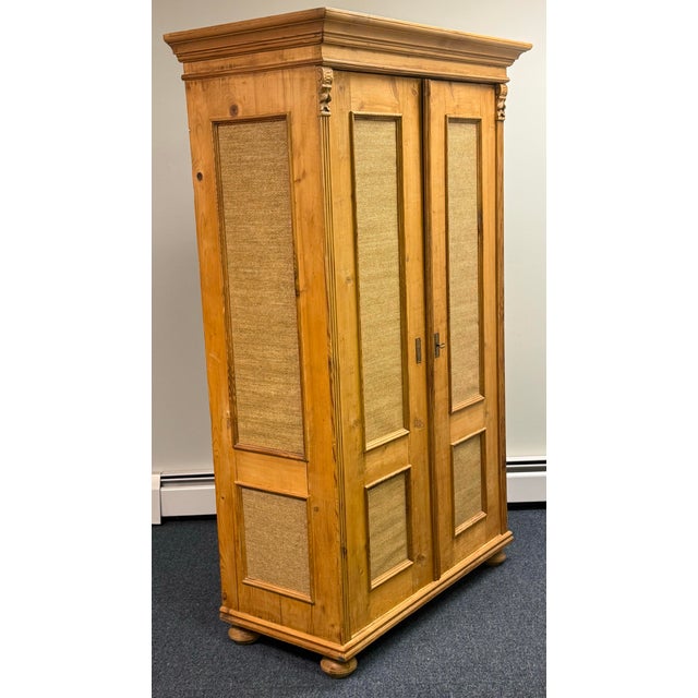 Farmhouse Vintage Scrubbed Pine Farmhouse Style Armoire For Sale - Image 3 of 12