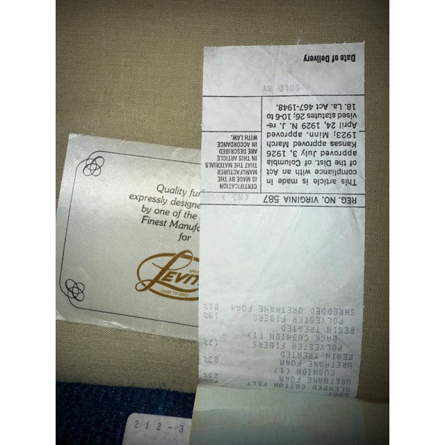 1970s Century Modern Blue Chenille Club Lounge Chair by Levitz Furniture For Sale - Image 15 of 17