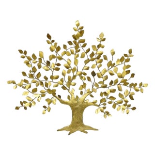 Bergasse Mid Century Modern Brutalist Brass Tree of Life LRG Wall Art Sculpture For Sale