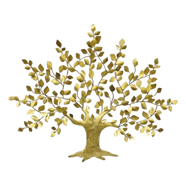 Bergasse Mid Century Modern Brutalist Brass Tree of Life LRG Wall Art Sculpture For Sale