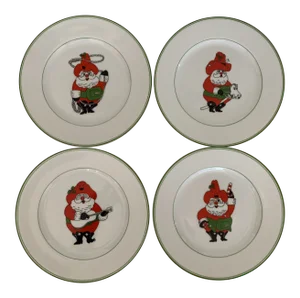 Santa Cowboy Vintage Fitz and Floyd Dessert Plates - Set of 4