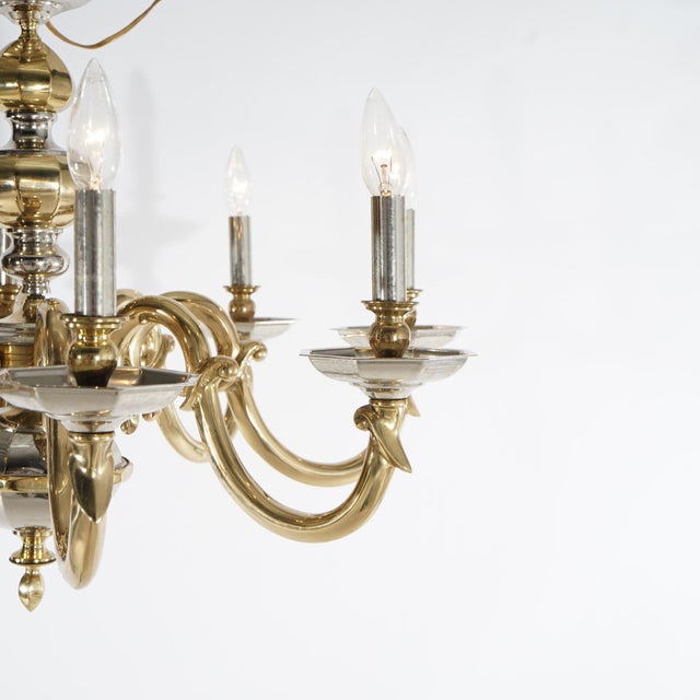 Bronze Gilt Bronze & Silver Eight Light Chandelier 20th Century For Sale - Image 8 of 10