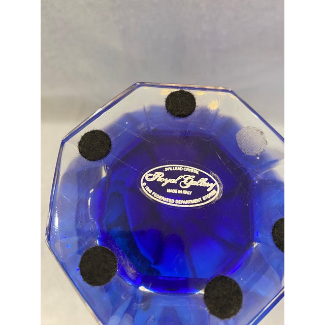 1980s 1980s Crystal Blue Vases- Set of 2 For Sale - Image 5 of 6
