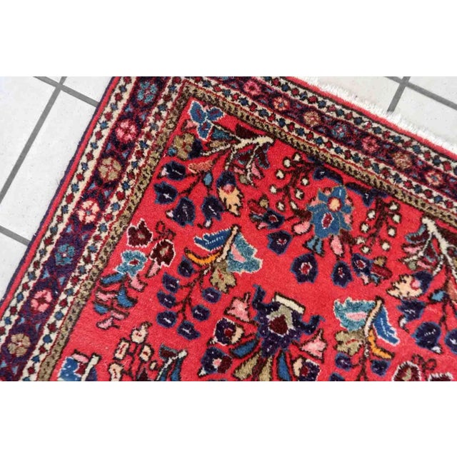 Textile 1970s Handmade Vintage Persian Sarouk Rug 2.1' X 4.2' For Sale - Image 7 of 11
