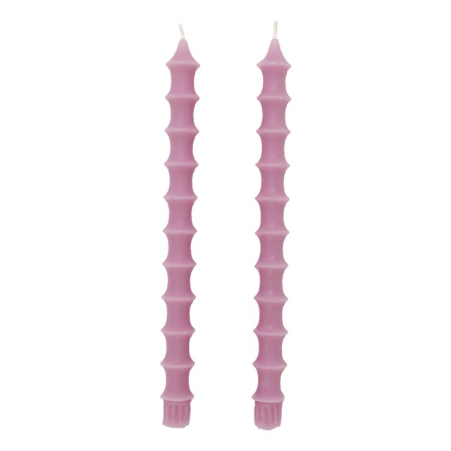 Bamboo Taper Candles in Radiant Orchid - A Pair For Sale