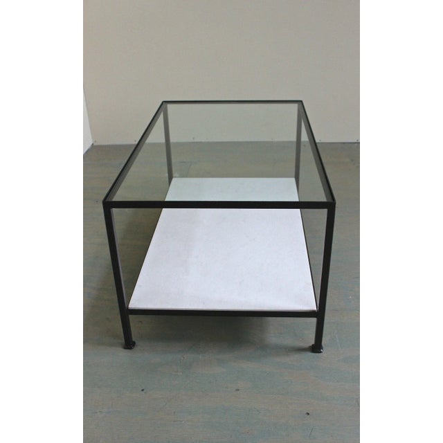 Marcelo Coffee Table With Clear Glass Top and Stone Shelf For Sale In New York - Image 6 of 11