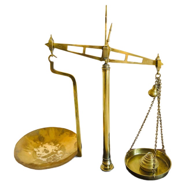 Victorian Antique Brass Scales, Set of 2 For Sale