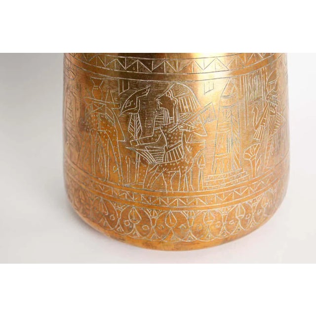 Hand Etched Egyptian Brass Vessel Jardiniere, 19th Century For Sale - Image 11 of 13