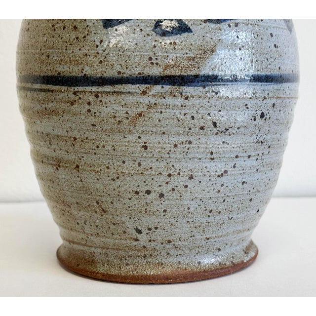 Vintage Studio Pottery Vase Vessel With Floral Detail For Sale - Image 9 of 11
