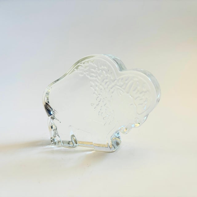 A vintage mid century glass buffalo from the "Crystal Zoo" series by Dansk. Designed by illustrator, Naiad Einsel. A sweet...