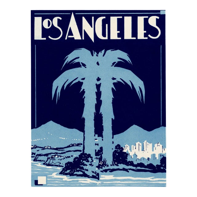 Vintage Deco La Print in Blue For Sale