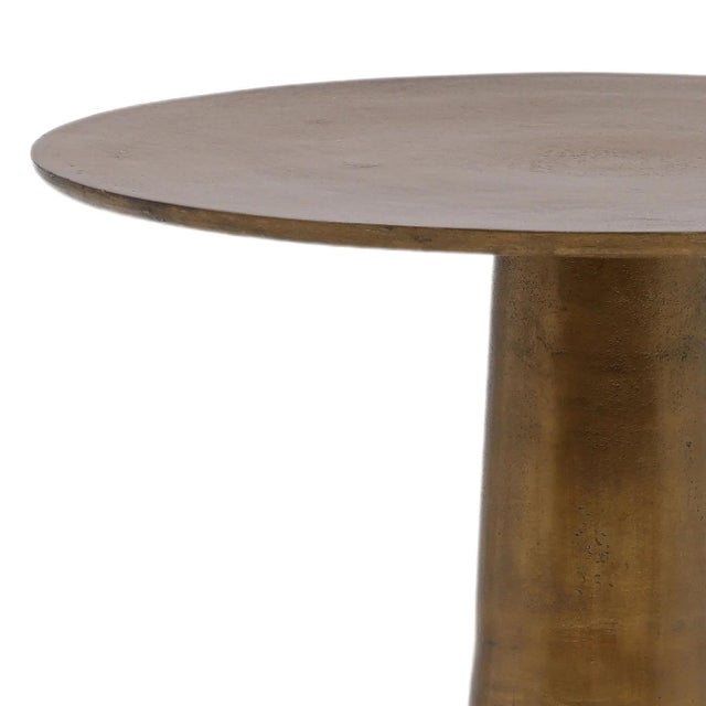 Metal Brass Finish Pedestal Side Table For Sale - Image 7 of 7