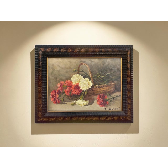 F. Baroni, Carnations, 1920s-1940s, Oil on Panel, Framed For Sale - Image 9 of 11