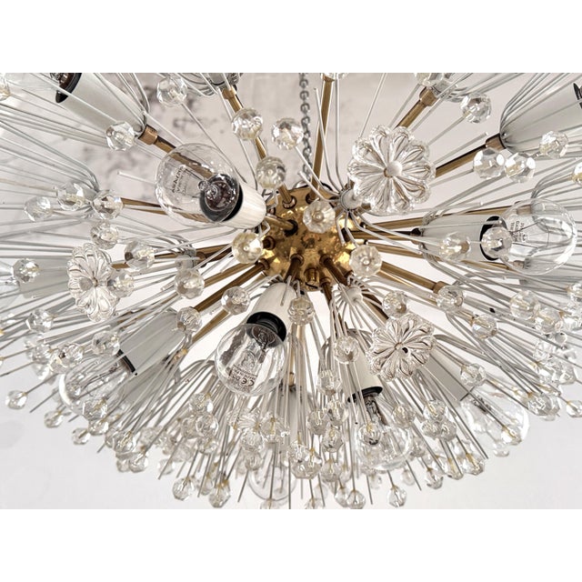 Large Brass and Glass Snowflake Sputnik Starburst Flush Mount from Rupert Nikoll, 1970s For Sale - Image 9 of 18