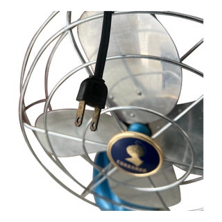 Vintage Coronado Electric Fan 12" Aluminum Blades Blue Metal Base 15" Tall For Sale