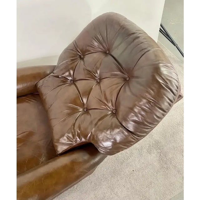 EEnglish Chesterfield Style Brown Leather Tufted Reclining & Rocking Club Chair For Sale In New York - Image 6 of 12