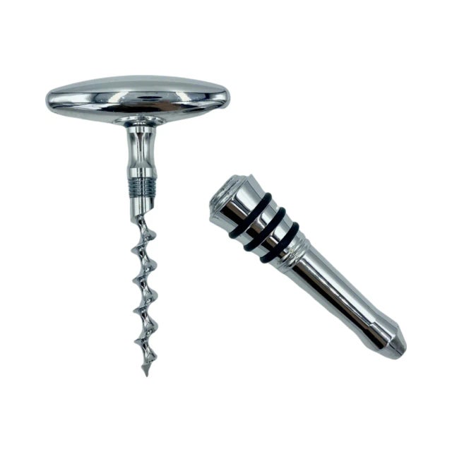 Vintage Stainless Steel Corkscrew and Wine Bottle Stopper Set- 2 Pieces For Sale - Image 9 of 12