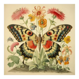 Butterfly and Flowers No. 4 – Natural History Fine Art Print
