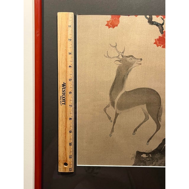 1910s 1914 Japanese Woodblock Print "A Deer Under a Maple Tree" After Ogata Korin For Sale - Image 5 of 7