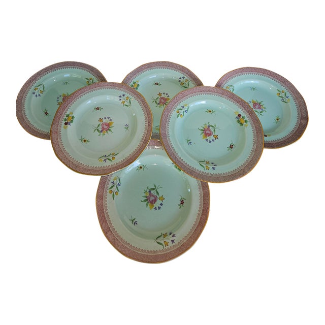 English Calyx Ironstone Plates by Adam's Lowestoft - Set of 6 For Sale