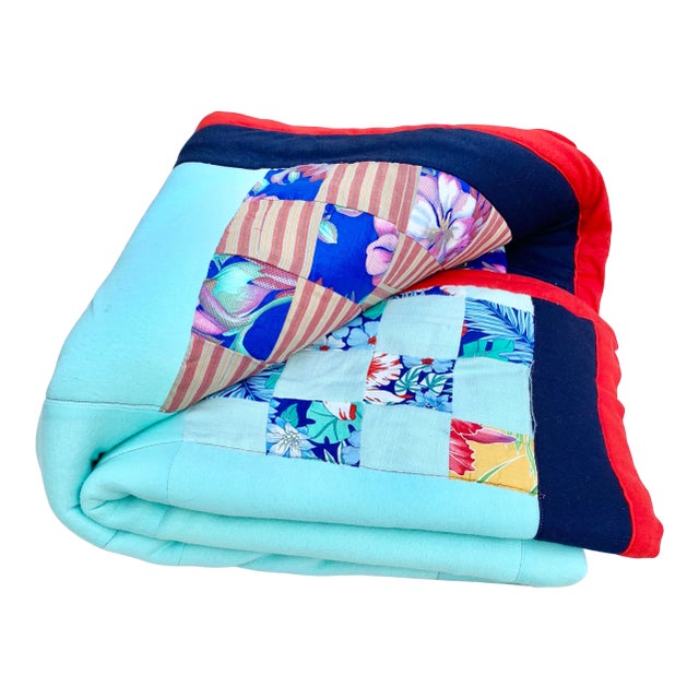 Vintage Handmade Colorful Queen Coverlet Chairish