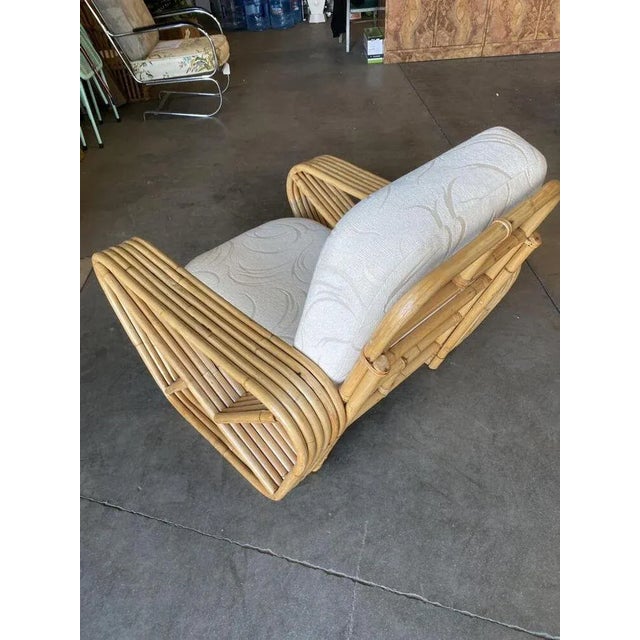 Yellow Restored Six-Strand Square Pretzel Rattan Lounge Chair With Ottoman For Sale - Image 8 of 13