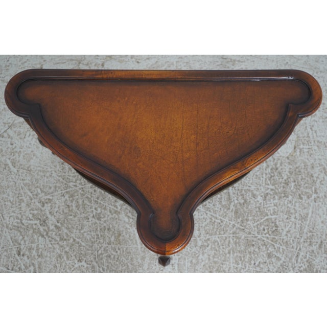 Traditional Theodore Alexander Leather Top 2 Tier Mahogany Triangle Table For Sale - Image 3 of 12