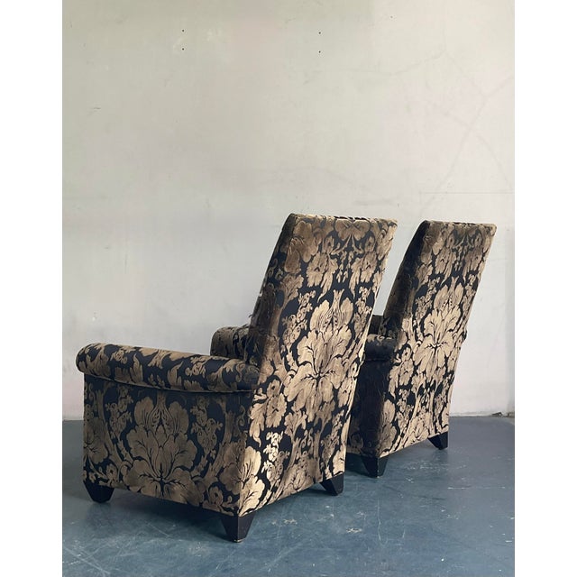 Vintage Boho John Hutton for Donghia Silk Devore Lounge Chairs - A Pair For Sale In West Palm - Image 6 of 11