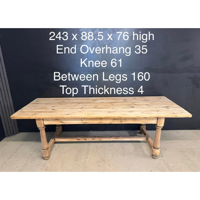 Larger Vintage Farmhouse Dining Table in Pine, 1920 For Sale - Image 14 of 15