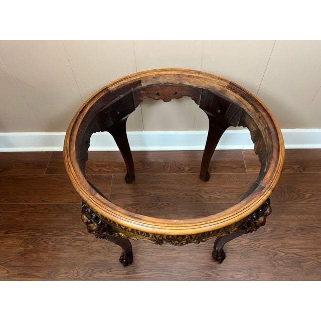 Antique French Renaissance Revival Center Table Round Marble Carved Walnut C1900 For Sale - Image 17 of 18