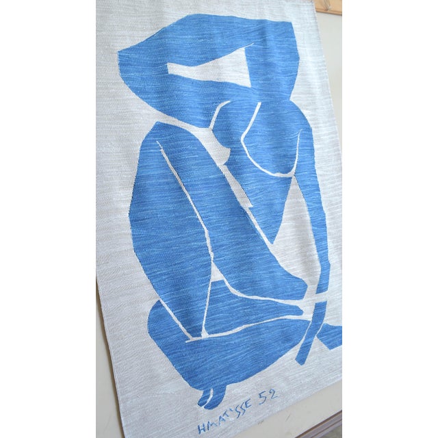 Henri Matisse Henri Matisse - Blue Nude 3 - Inspired Silk Hand Woven Flat Weave Area - Wall Rug 4′8″ × 6′10″ For Sale - Image 4 of 12