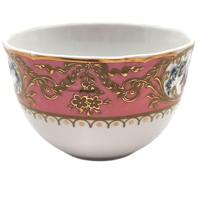 Late 20th Century Late 20th Century Andrea by Sadek “Collection Sèvres” Pink Floral Gilt Tea Cup & Saucer For Sale - Image 5 of 14
