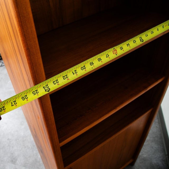 Mid Century Danish Modern Bookshelf Cabinet Teak Shelves Cabinet Doors Wood MCM For Sale In Sacramento - Image 6 of 12