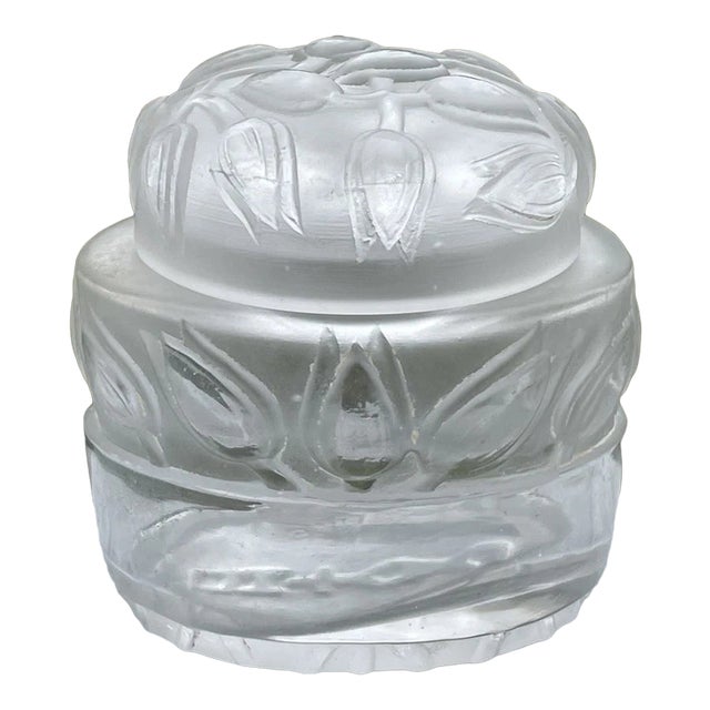 Rare Antique Art Deco 1920s Rene Lalique French Art Glass Jar Jaytho Perfumery For Sale