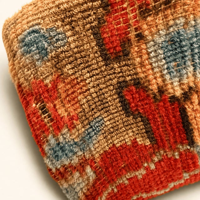 Late 19th Century Antique Oriental Carpet Footstool on Porcelain Casters For Sale In New York - Image 6 of 9