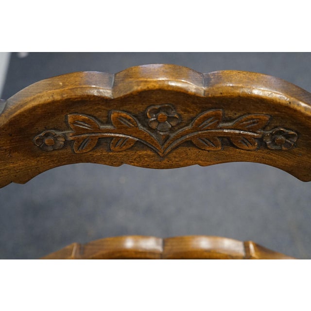 Brown Vintage Antique Solid Cherry Country French Ladderback Dining Side Chair For Sale - Image 8 of 10