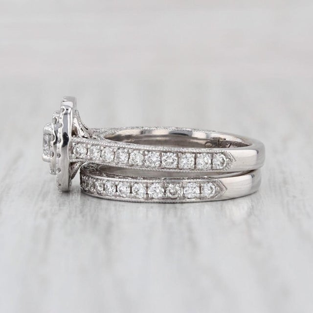 Metal Neil Lane 1.16ctw Diamond Halo Engagement Ring Wedding Band Bridal 14k Gold, Size 4.75 For Sale - Image 7 of 10