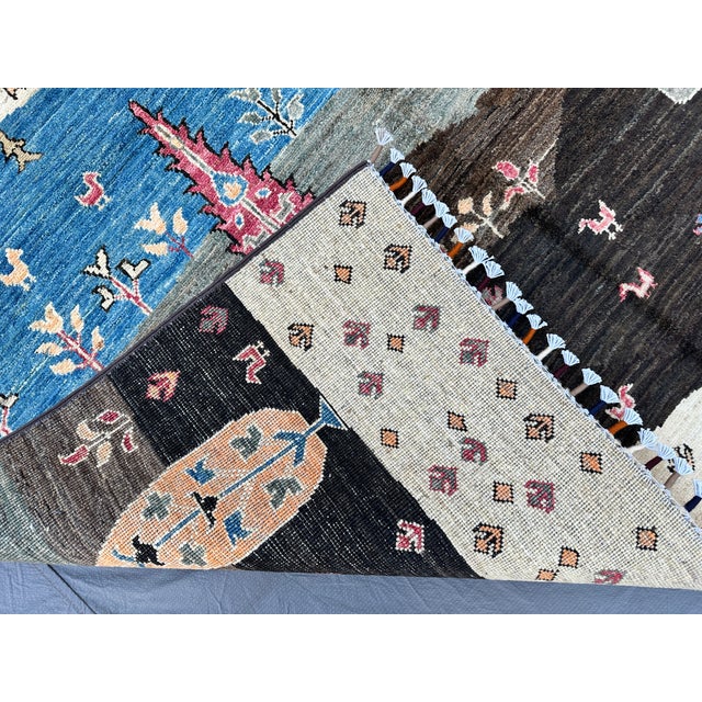 Landscape Gabbeh Hand-Knotted Wool Rug - 7'9" X 5'9" For Sale - Image 14 of 15