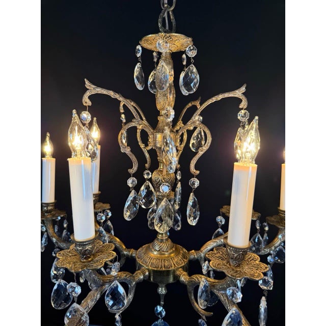 Metal 1960s Mid-Century Modern Spanish Brass Chandelier - 10 Lights For Sale - Image 7 of 9