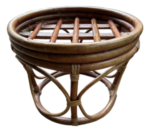 Vintage Rattan Paul Frankl Style Ottoman Stool