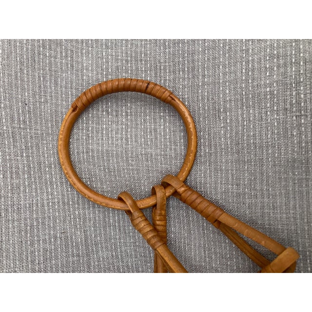 Mid-Century Modern Mid 20th Century Vintage Rattan Hanging Basket For Sale - Image 3 of 10