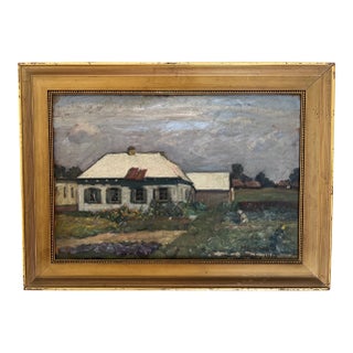 Max Gretschel Signed Oil Painting of Ukranian Landscape, C. 1918 For Sale