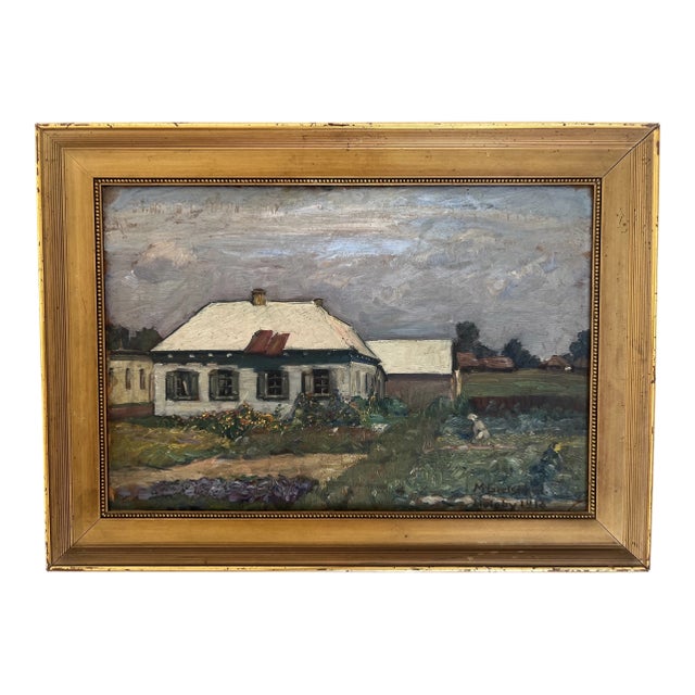 Max Gretschel Signed Oil Painting of Ukranian Landscape, C. 1918 For Sale