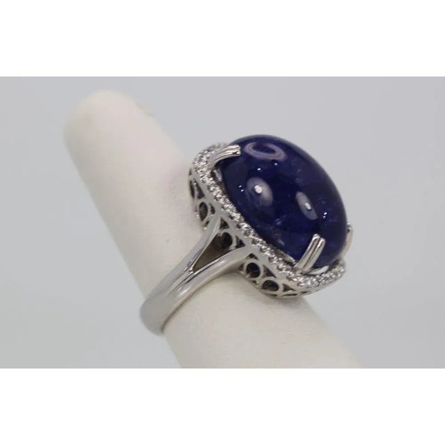 2010s Tanzanite 35.39 Ct Cabochon High Dome Ladies Ring Size 6.5 For Sale - Image 5 of 11