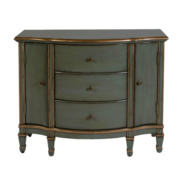 Sheffield 40 in. W Demilune Wood 3 Drawer 2 Door Accent Cabinet, Royal Pastel Green For Sale In Chicago - Image 6 of 11