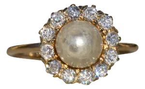 The Leggett: Ladies Antique Pearl and Diamond Halo Cocktail Ring